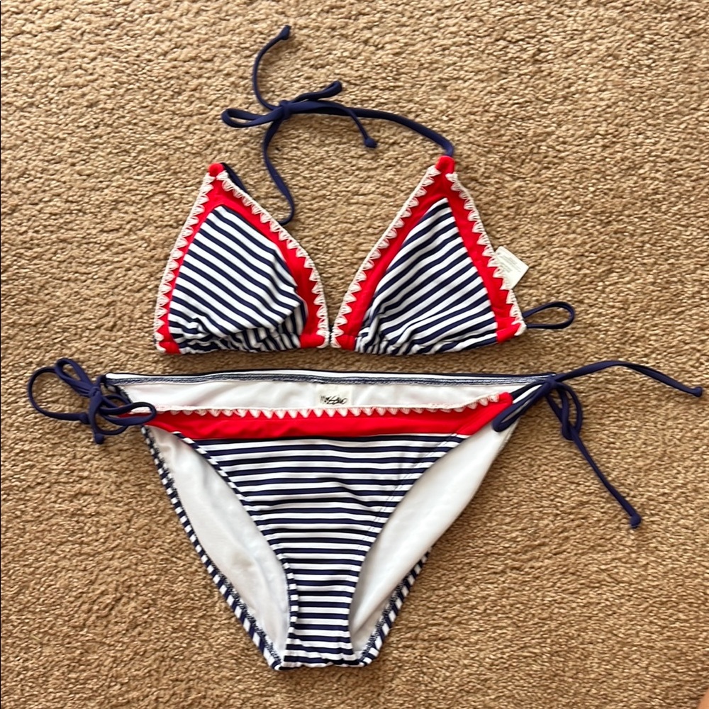 Mossimo Striped Bikini with Red Accents, large